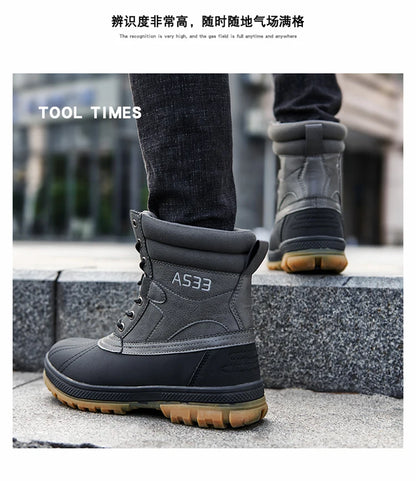 Botas de nieve de invierno para hombre, talla grande 47, para exteriores, para entrenamiento, trabajo, impermeables, antideslizantes, mantienen el calor en invierno.