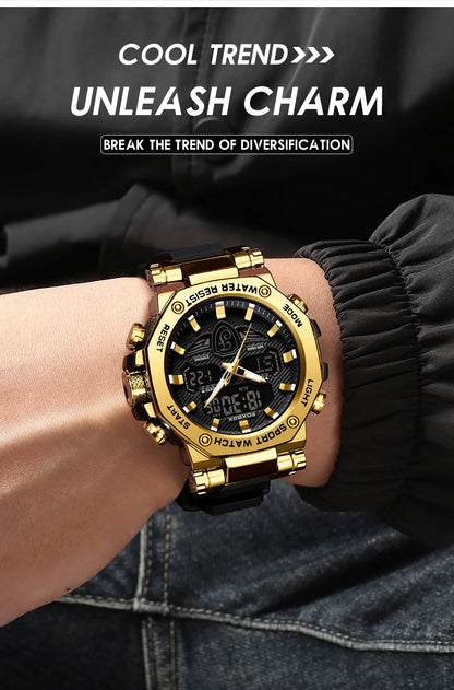 Relojes militares de lujo para hombre LIGE 2024, marca superior, resistentes al agua 5 bar, deportivos, de cuarzo con LED, para hombre, Relogio Masculino.