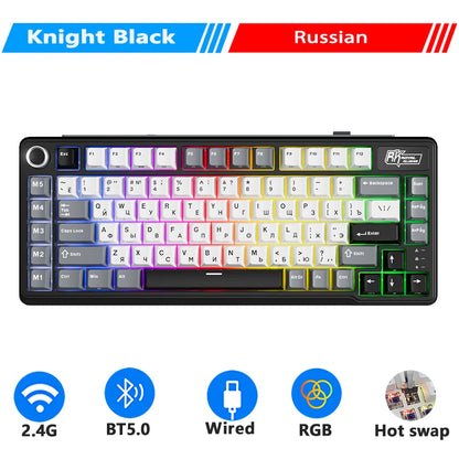 RK ROYAL KLUDGE L75 Teclado mecánico personalizable con cinco teclas de acceso directo, estructura de junta, retroiluminación RGB de tres modos, teclado para gamers