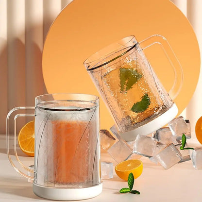 Inicio con asa Refrigerador de líquidos Taza congelada Verano Doble capa Congelador Jarras de cerveza Jarras de cerveza transparentes espesadas de PET