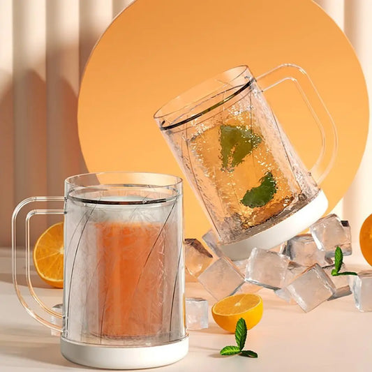 Inicio con asa Refrigerador de líquidos Taza congelada Verano Doble capa Congelador Jarras de cerveza Jarras de cerveza transparentes espesadas de PET