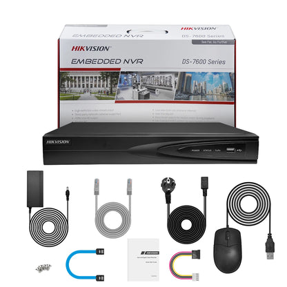 Kit de sistema de videovigilancia Hikvision: cámara IP IR de 8 MP DS-2CD2386G2-IU, NVR 4K PoE de 8 canales DS-7608NI-Q1/8P, sistema de videovigilancia IP67 H.265+.