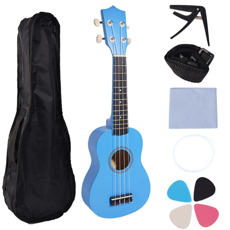 Ukelele de 21 pulgadas, instrumento musical educativo, juguete de guitarra acústica, textura para clases de música y práctica en casa.