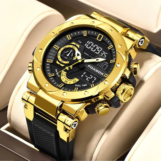 Reloj LIGE para hombre, correa de moda, deportivo, militar, calendario semanal, relojes de cuarzo, LED, pantalla dual, cronógrafo, relojes digitales para hombre