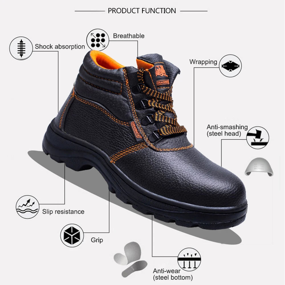 Calzado de trabajo, zapatos de protección, botas de seguridad impermeables para hombre, para construcción, antiperforación y antigolpes.