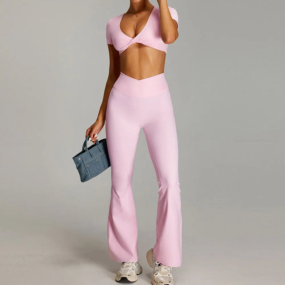 Conjunto deportivo de yoga para mujer mikeyoga, 2 piezas, secado rápido, ideal para gimnasio, correr y entrenar. Incluye ropa deportiva de manga corta para yoga.