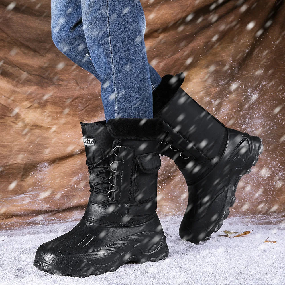 Botas de nieve de invierno para hombre, zapatos para pescar al aire libre, zapatos de trekking para la nieve, nuevas zapatillas de deporte para caminar al aire libre y pescar, botas para hombre 2024