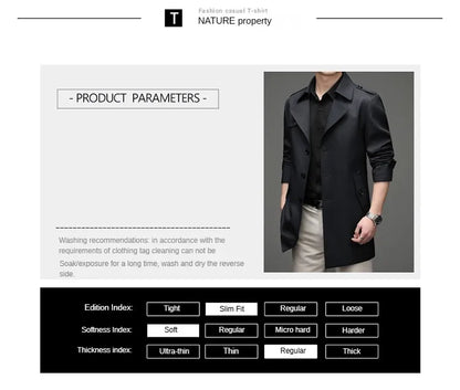 Gabardina de hombre, estilo casual o de negocios, ideal para otoño. Chaqueta larga estilo británico, versátil y con cuello de traje. Nueva prenda urbana.