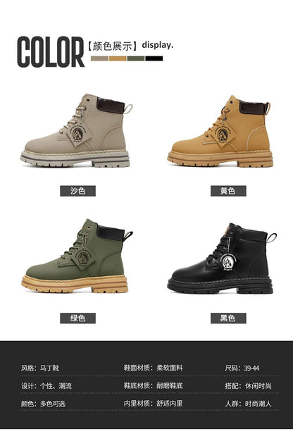 Botas altas de piel para hombre, zapatos de moda para motociclista, botines de invierno con cordones, botas vaqueras.