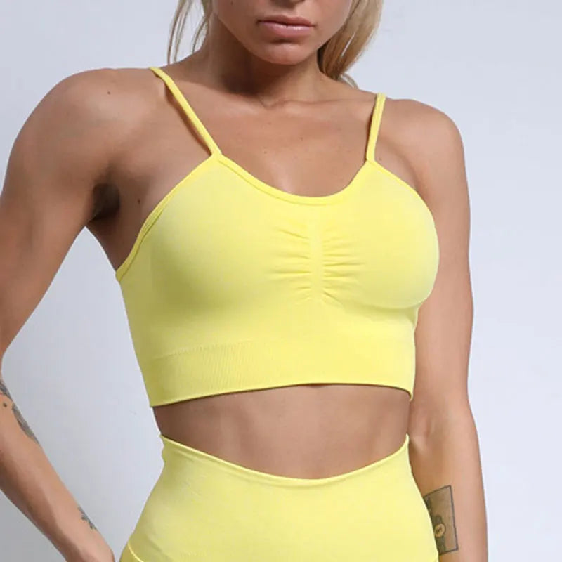 Conjunto deportivo para mujer, top deportivo, leggings de yoga, sujetador deportivo, leggings sin costuras para realce de glúteos.