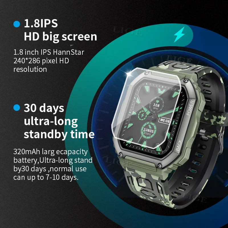 Reloj inteligente FOXBOX con seguimiento deportivo para Xiaomi, Android, GPS, militar, Bluetooth, llamadas, resistente al agua, para exteriores, 2024