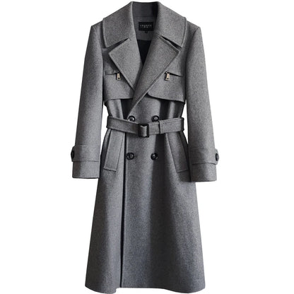 Gabardina cruzada de otoño para hombre, mezcla de lana de invierno, de alta calidad, a la moda, con cremallera, informal, ajustada, de color liso.