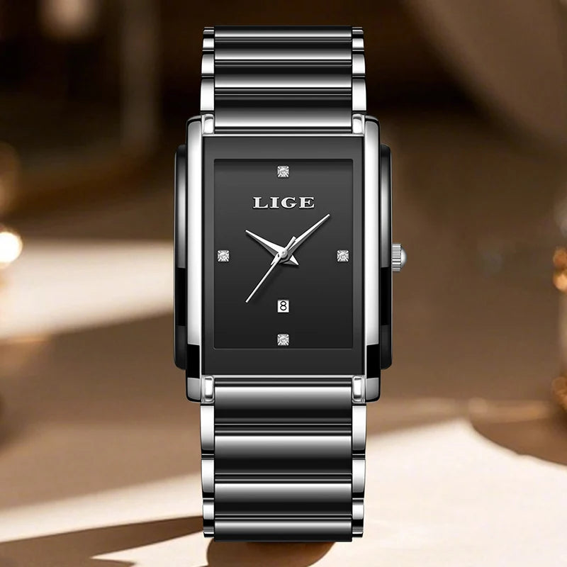 Relojes de mujer LIGE de lujo, elegantes relojes de pulsera de cuarzo de cerámica, impermeables, con fecha, a la moda, regalo para damas, Relojs Mujer + Caja