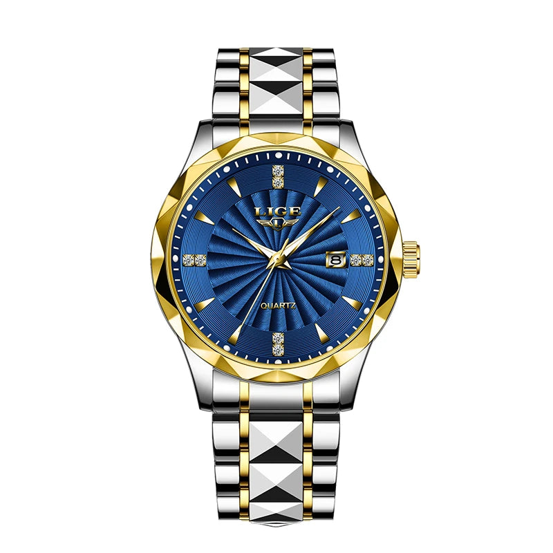 Reloj de lujo LIGE para mujer, moderno, deportivo, para exteriores, luminoso, de cuarzo, con movimiento importado, resistente al agua, de acero inoxidable.