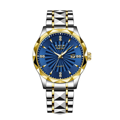 Reloj de lujo LIGE para mujer, moderno, deportivo, para exteriores, luminoso, de cuarzo, con movimiento importado, resistente al agua, de acero inoxidable.
