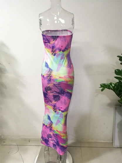 Sexy Print Maxi Dresses Ladies Elegant Bodycon Women Dress Vintage Robe Femme Party Bandage Long Dress Woman Clothes Vestidos