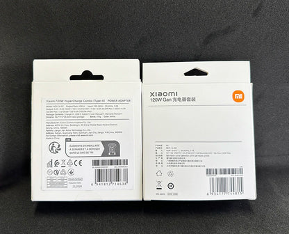 Cargador original Xiaomi de 120 W con conector tipo C y carga rápida GaN. Compatible con Xiaomi Mi 17, 14 Pro, 13t, Poco F7 Ultra, F4 GT y Redmi Note 13 Pro+.