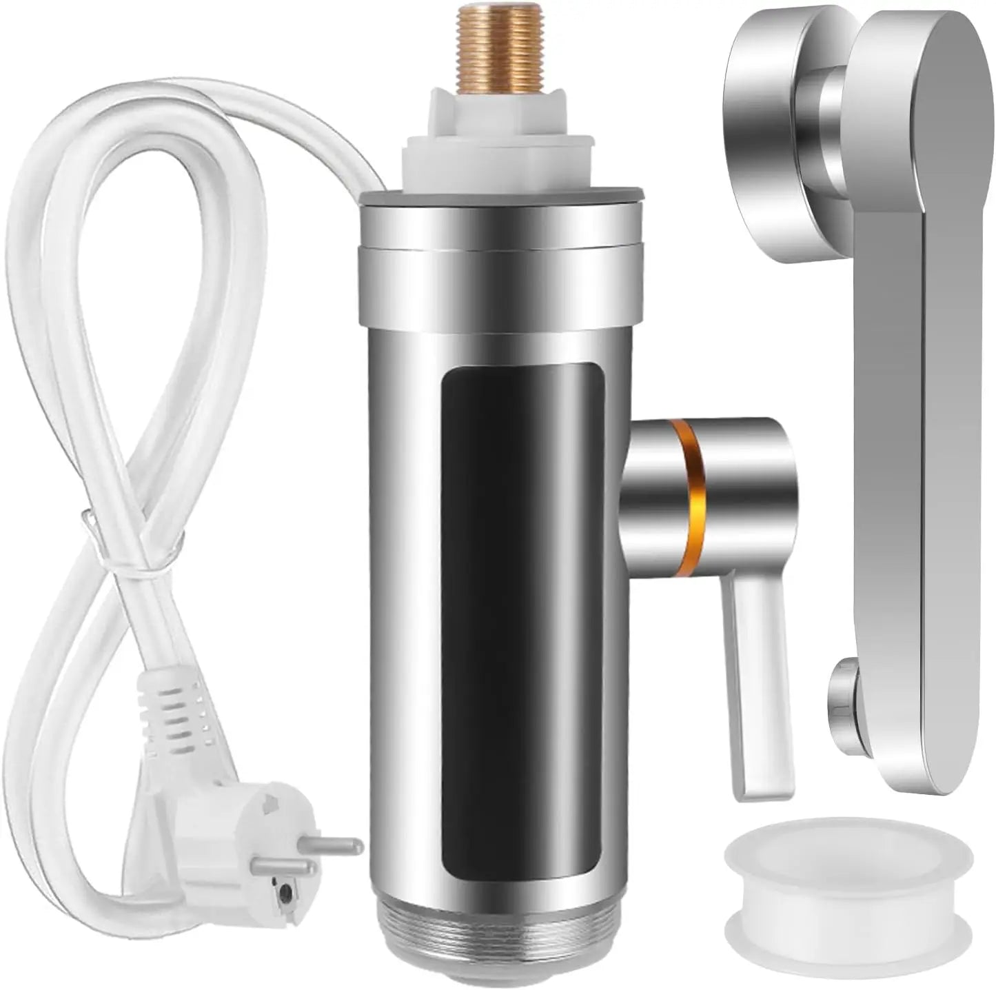 Grifo calentador eléctrico instantáneo sin tanque, con pantalla LCD de temperatura y mezcla de 360°.