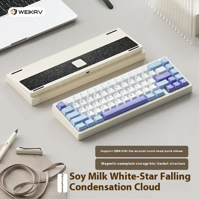 Teclado mecánico para juegos Weikav Lucky65 V2 RGB con junta intercambiable en caliente, estructura de 3 modos, aleación de aluminio, accesorio para PC
