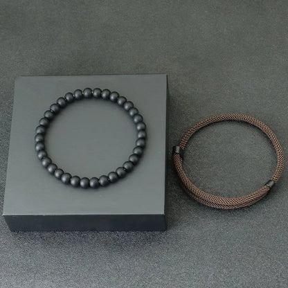 Conjunto de 2 pulseras de moda para hombre, brazalete deslizante ajustable con hilo rojo de la suerte, accesorios para hombre, regalos para él, brazalete para hombre, joyería para hombre