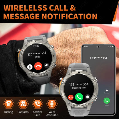 Nuevo reloj inteligente para exteriores para hombre, batería de larga duración de 500 mAh, pantalla AMOLED, resistente al agua hasta 5 ATM, monitor de ritmo cardíaco, GPS, reloj inteligente militar.