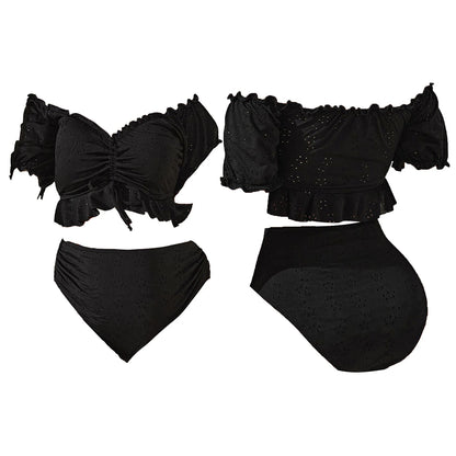 Conjunto de bikini de maternidad de 2 piezas, traje de baño con hombros descubiertos y volantes, top corto con braguita, para embarazadas, vacaciones en la playa, para tomar el sol.