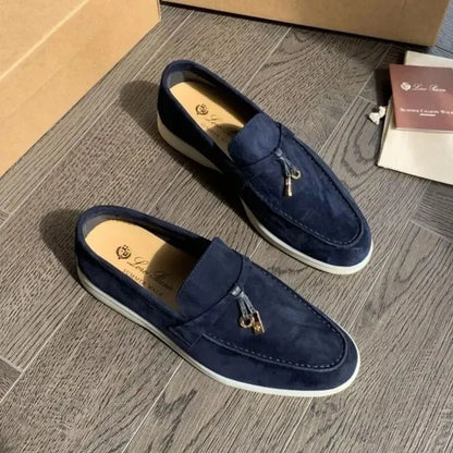 Mocasines planos unisex sin cordones para parejas, informales, de piel de oveja, con suela plana, para el tiempo libre, con punta redonda, de TPR, para primavera y otoño