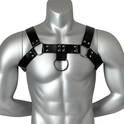 Ropa fetichista para hombres, cinturón de pecho de cuero sintético, arnés ajustable, BDSM, gótico, punk, accesorios eróticos, lencería bondage.