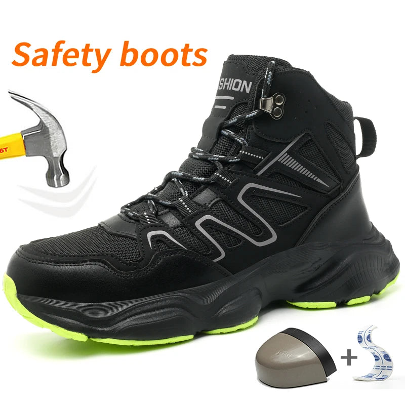 Botas de seguridad indestructibles para hombre, anti-aplastamiento, anti-perforación, para trabajos de construcción, con puntera de acero, botas de trabajo para hombre, calzado de seguridad laboral.