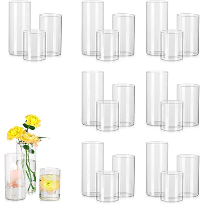 Jarrón alto transparente para centros de mesa, candelabros de vidrio para velas de pilar o flotantes, jarrones redondos para aniversario de bodas