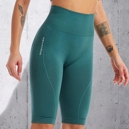 Leggings PofyBofy de cintura alta, sin costuras, elásticas, realzadoras de glúteos, ajustadas, hasta la rodilla, para fitness, yoga y deporte.