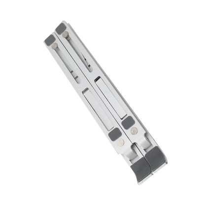 Soporte para portátil plegable de aluminio con altura ajustable Y1, color plateado, para escritorio, multiángulo, para portátil, tableta, uso en oficina