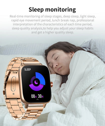 Nuevo reloj inteligente para mujer, con esfera personalizada, para Android IOS, resistente al agua, con Bluetooth, llamadas, música, reloj táctil completo para mujer