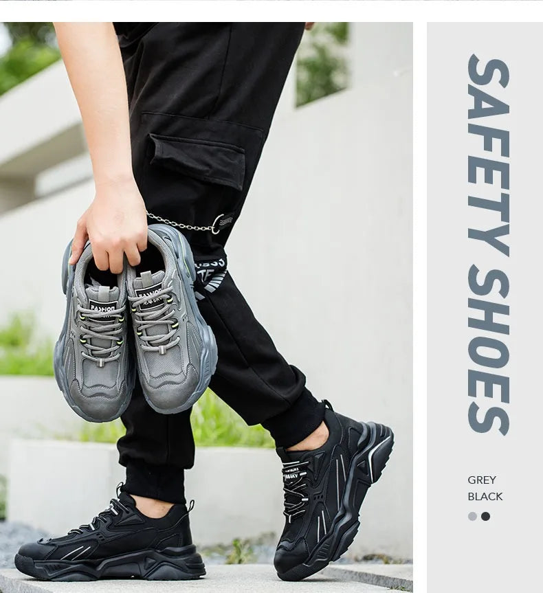 Safety Shoes Lightweight Breathable Steel Toe Anti Smash Puncture Proof Kevlar Soft Sole Insulated Work Sneakers for Men Women