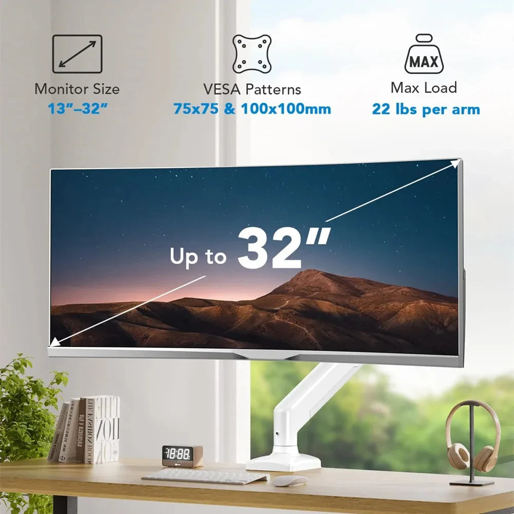 Soporte universal para un solo monitor de hasta 32 pulgadas y 9 kg por pantalla. Soporte de escritorio ajustable para ordenador.