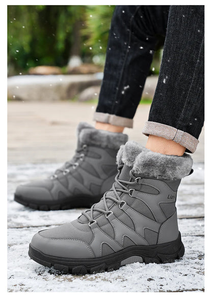 Nuevas botas de invierno para hombre, cálidas y afelpadas, hasta media pantorrilla, para exteriores, antideslizantes, impermeables, para nieve, zapatos de algodón a la moda para hombre.