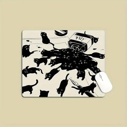 Alfombrilla de ratón con diseño de gato negro, pequeña, para oficina, escritorio de ordenador, teclado, alfombrilla grande para ratón, cojín para portátil, alfombrilla antideslizante para escritorio, decoración del hogar