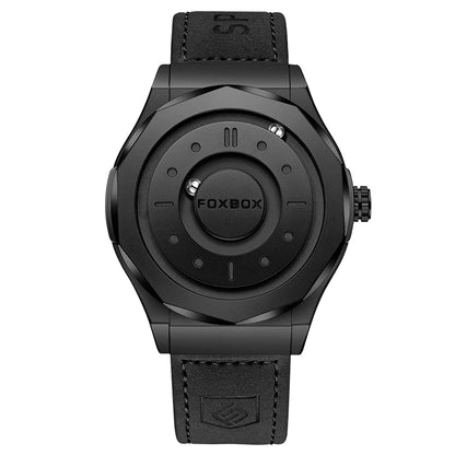 FOXBOX Reloj impermeable para hombre, marca de moda superior, de lujo, con puntero de desplazamiento y fuerza magnética, relojes de pulsera de cuarzo para hombre, Montre Homme