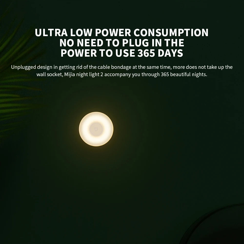 Luz nocturna LED por inducción Xiaomi Mijia, 2 lámparas, brillo ajustable, sensor infrarrojo inteligente de presencia humana con base magnética