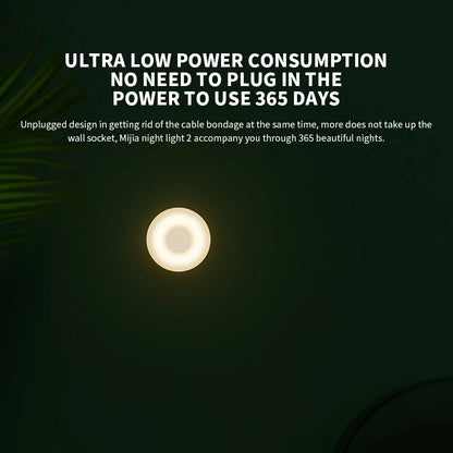 Luz nocturna LED por inducción Xiaomi Mijia, 2 lámparas, brillo ajustable, sensor infrarrojo inteligente de presencia humana con base magnética