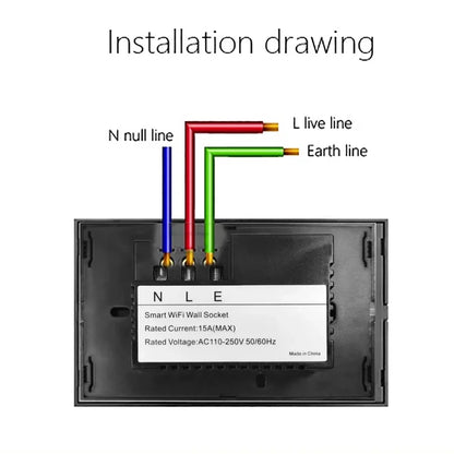 Enchufe inteligente de pared Melery Tuya Zigbee con monitorización eléctrica (EE. UU.), panel de cristal, temporizador y control remoto mediante aplicación (Google Home, Alexa).