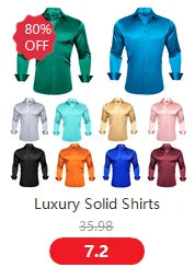 Camisas de seda de diseño para hombre en azul, dorado, verde, rojo, blanco y negro. Estampado cachemir bordado. Corte ajustado. Blusas casuales de manga larga.