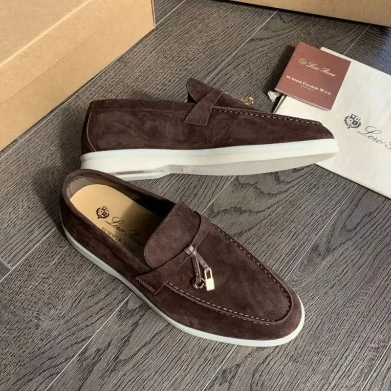 Mocasines planos unisex sin cordones para parejas, informales, de piel de oveja, con suela plana, para el tiempo libre, con punta redonda, de TPR, para primavera y otoño