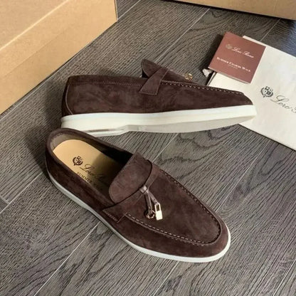 Mocasines planos unisex sin cordones para parejas, informales, de piel de oveja, con suela plana, para el tiempo libre, con punta redonda, de TPR, para primavera y otoño