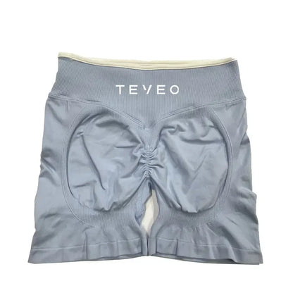 TEVEO - Pantalones cortos deportivos de yoga para mujer, pantalones deportivos elásticos para fitness y ciclismo, conjunto de sujetador de yoga corto Ignite Sculpt Scrunch, leggings