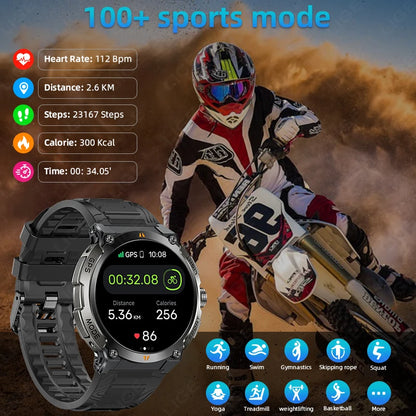 LIGE - Nuevo reloj inteligente con GPS para hombre, llamadas Bluetooth, batería grande de 400 mAh, pantalla AMOLED de 1,43 pulgadas, voz IA, IP68, resistente al agua