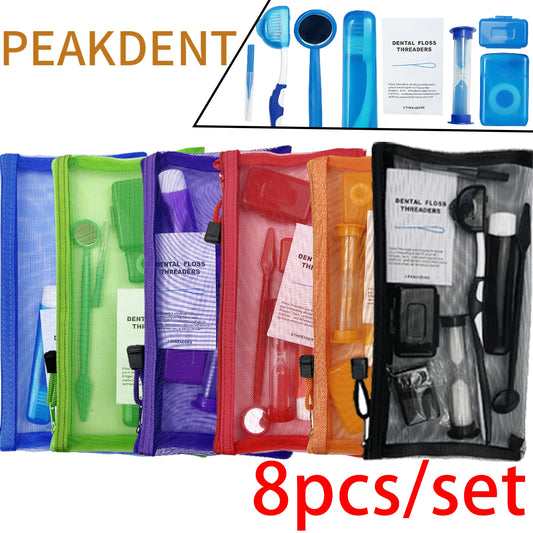Juego de 8 kits de ortodoncia para dientes, herramienta de blanqueamiento para el cuidado bucal, cera para cepillado interdental, hilo dental, cepillo de dientes, juego de limpieza.