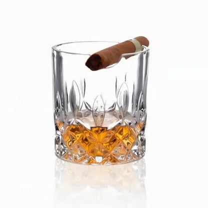 1 vaso de whisky de lujo creativo para el hogar - Vaso de whisky antiguo con reposapuros dentado de 12,85 oz