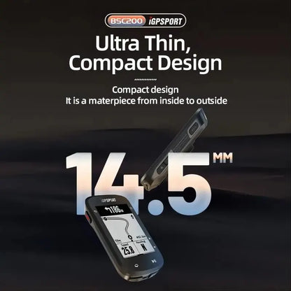 Ciclocomputador GPS IGPSPORT BSC200 con odómetro y velocímetro inalámbrico, navegación de ruta, ANT+, Bluetooth 5.0 y accesorios.