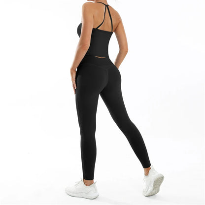 Conjunto deportivo Nude Feel Fitness para mujer, chándal sexy para yoga, ropa deportiva para gimnasio, leggings y ropa interior, ropa de entrenamiento para mujer